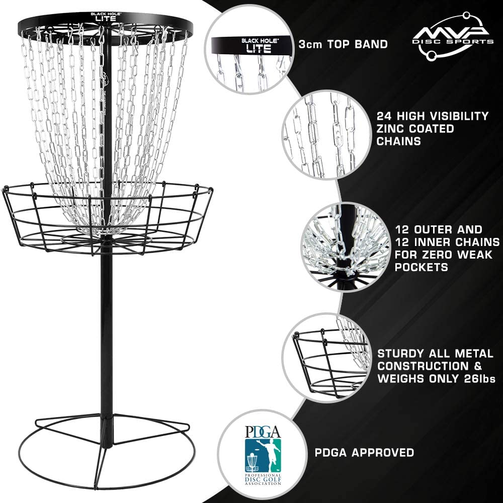 MVP Black Hole Lite 24-Chain Disc Golf Basket w/ Transit Bag