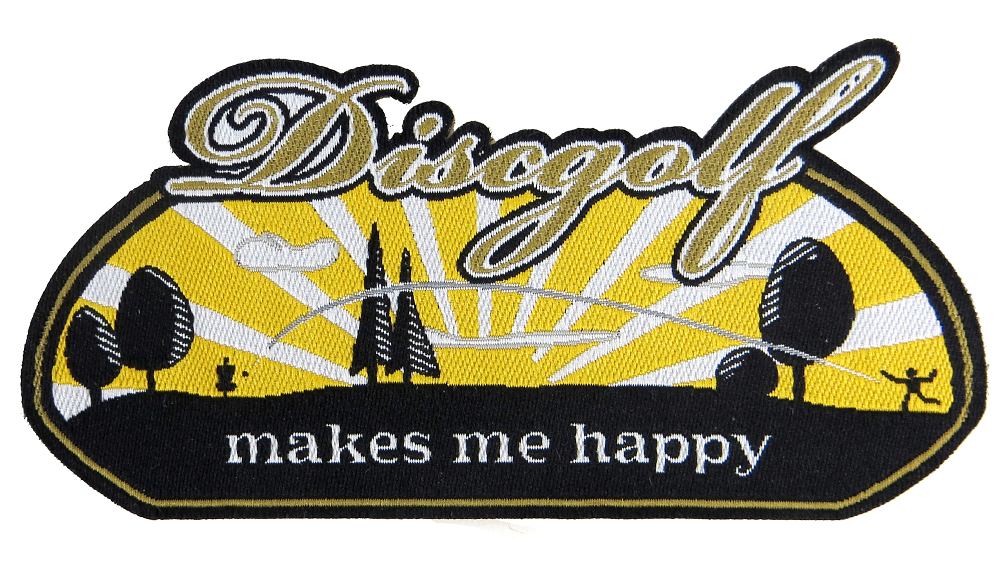 PG Productions Disc Golf Makes Me Happy Iron-On Disc Golf Patch