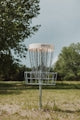 a basketball hoop in a field