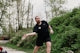 Man throwing a disc in a park