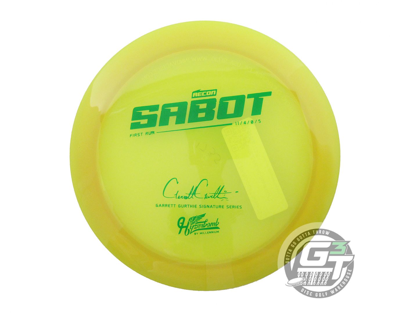 Hyzerbomb First Run Garrett Gurthie Signature Flat Top Recon Sabot Distance Driver Golf Disc (Individually Listed)