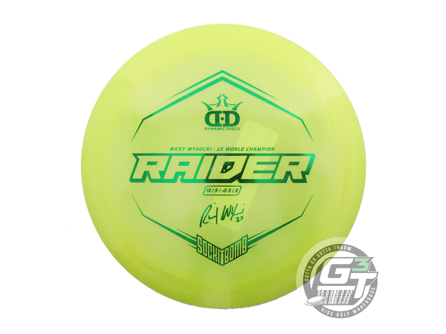 Dynamic Discs Limited Edition Ricky Wysocki Sockibomb Bottom Stamp Glimmer Lucid Ice Raider Distance Driver Golf Disc (Individually Listed)
