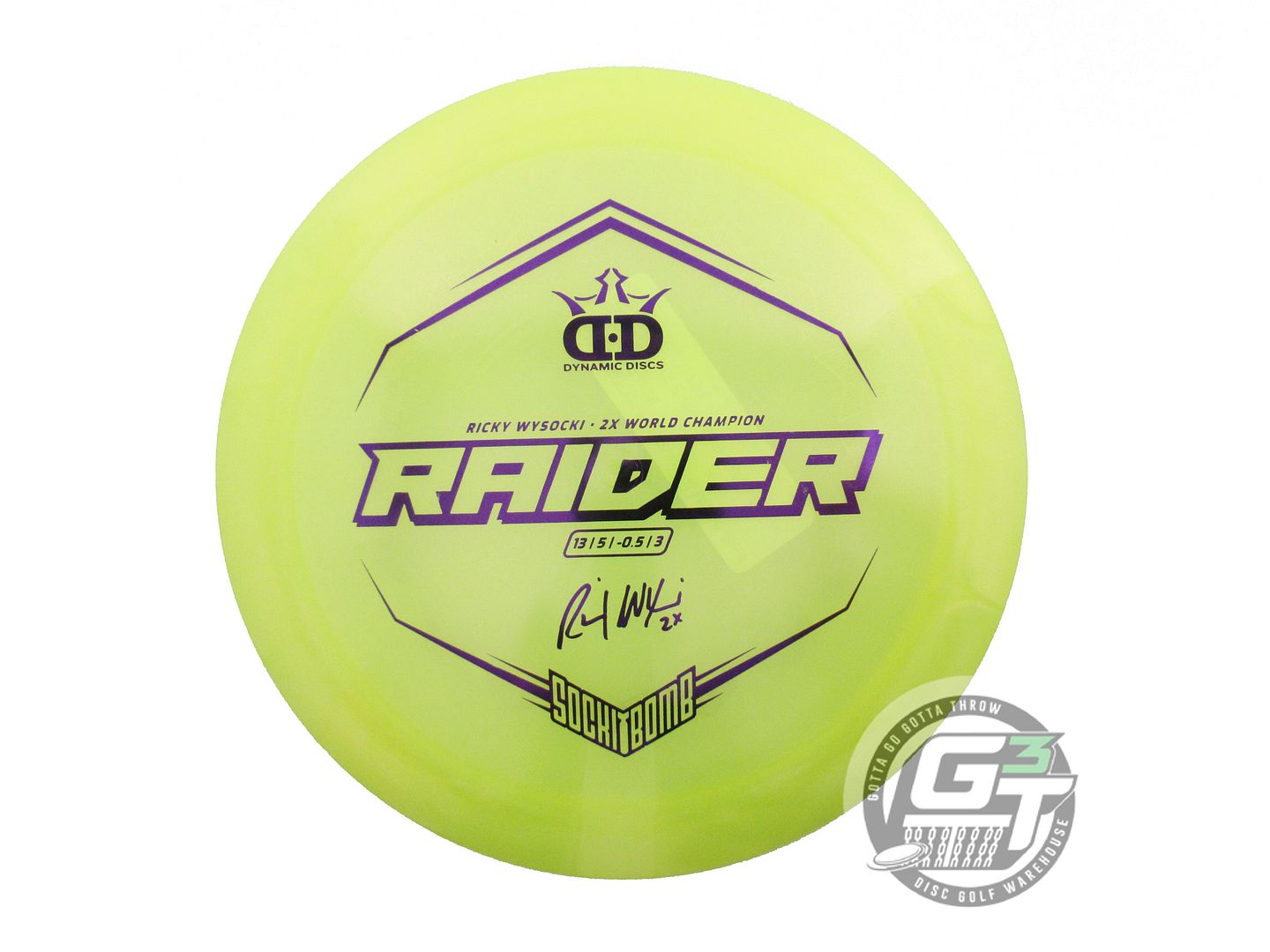 Dynamic Discs Limited Edition Ricky Wysocki Sockibomb Bottom Stamp Glimmer Lucid Ice Raider Distance Driver Golf Disc (Individually Listed)