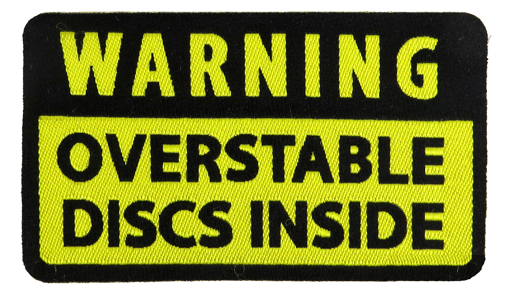 PG Productions Warning Overstable Discs Inside Iron-On Disc Golf Patch